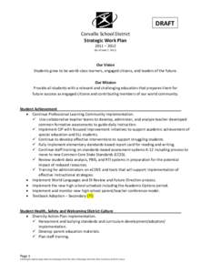 DRAFT Corvallis School District Strategic Work Plan 2011 – 2012 (As of June 7, 2011)