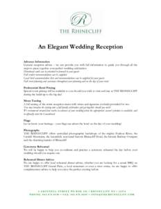 An Elegant Wedding Reception Advance Information General reception advice – we can provide you with full information to guide you through all the steps to piece together your perfect wedding celebration Directional car