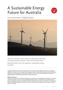 A Sustainable Energy Future for Australia Author: Mark Diesendorf fact sheet