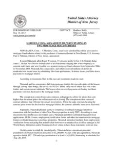United States Attorney District of New Jersey FOR IMMEDIATE RELEASE May 14, 2013 www.justice.gov/usao/nj