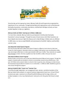 Since the day we first opened our doors, Blarney Castle Oil and Propane has recognized the importance of our community. Through partnerships with organizations such as the Muscular Dystrophy Association, community associ