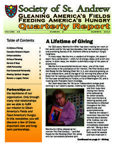 Society of St. Andrew  Gleaning America’s Fields Feeding America’s Hungry VOLUME