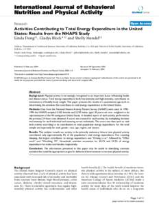 International Journal of Behavioral Nutrition and Physical Activity BioMed Central  Open Access