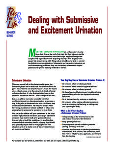 BEHAVIOR SERIES Dealing with Submissive and Excitement Urination