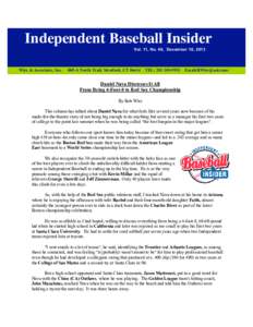 A  Independent Baseball Insider Vol. 11, No. 40, December 19, 2013  S