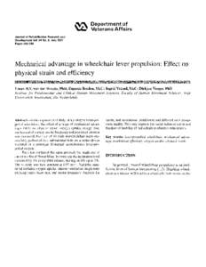 Mechanical advantage in wheelchair lever propulsion: Effect on physical strain and efficiency