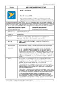 EASA AD No.: 2013-0281R1  EASA AIRWORTHINESS DIRECTIVE AD No.: 2013-0281R1