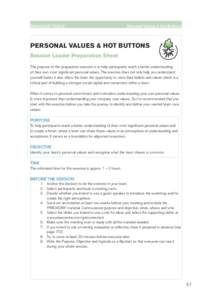 DIALOGUE TOOLS	  Personal Values & Hot Buttons Personal Values & Hot Buttons Session Leader Preparation Sheet