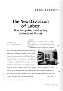 book excerpt  The New Division of Labor How Computers are Creating the Next Job Market
