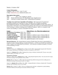 Microsoft Word - MattRashotteVitae 2009 _Short 1 Page_