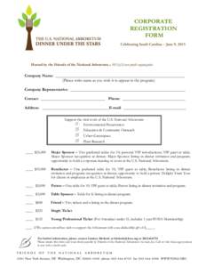 CORPORATE REGISTRATION FORM Hosted by the Friends of the National Arboretum a 501(c)(3) non-profit organization