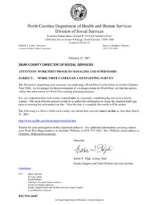 North Carolina Department of Health and Human Services Division of Social Services Economic Independence Section • 325 North Salisbury Street 2408 Mail Service Center • Raleigh, North Carolina[removed]Courier # 56
