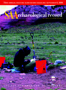 72nd annual meeting submissions deadline: september 6, 2006  the SAA