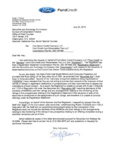 Incoming Letter: Ford Motor Credit Company LLC and Ford Credit Auto Receivables Two LLC