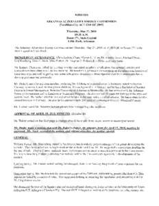 MINUTES  AR KANSAS ALTERNATIVE ENERGY COMMISSION lEst ablislied by ACT 1301 OF[removed]Thurs(Iay, May 27, [removed]:30 AJ1.