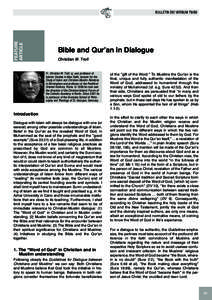 FEATURE ARTICLE BULLETIN DEI VERBUM[removed]Bible and Qur’an in Dialogue