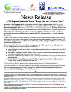CENTER FOR ISLAND CLIMATE ADAPTATION & POLICY FOR IMMEDIATE RELEASE