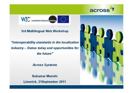 3rd Multilingual Web Workshop “Interoperability standards in the localization industry – Status today and opportunities for the future” Across Systems Sukumar Munshi