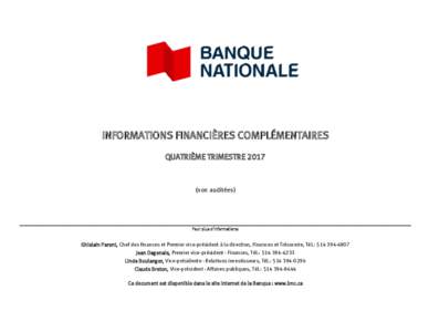Informations financières complémentaires T4-2017