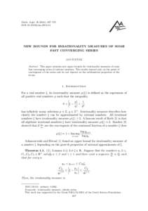 Math. Appl), 167–175 DOI: maNEW BOUNDS FOR IRRATIONALITY MEASURES OF SOME FAST CONVERGING SERIES ˇ