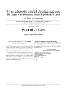 Êòé Èâ¨å Àò°åºå¾àº¨ èò ÌÄå°Éå¼û °¾Ç°ïÆà ªæÌ ÀºòÆ The Gazette of the Democratic Socialist Republic of Sri Lanka ¡ºø ïÊË  EXTRAORDINARY