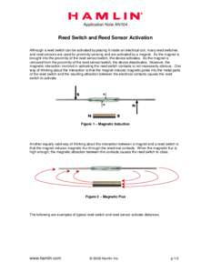 Application Note AN104  Reed Switch and Reed Sensor Activation Although a reed switch can be activated by placing it inside an electrical coil, many reed switches and reed sensors are used for proximity sensing and are a
