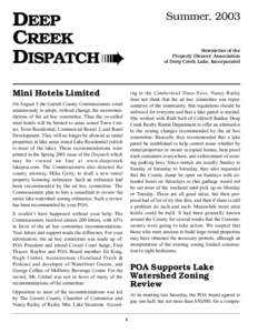 DEEP CREEK DISPATCH ➠ Mini Hotels Limited  Summer, 2003