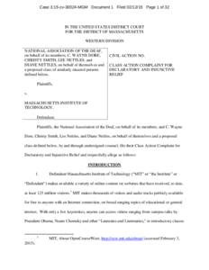 Case 3:15-cvMGM Document 1 FiledPage 1 of 32  IN THE UNITED STATES DISTRICT COURT FOR THE DISTRICT OF MASSACHUSETTS WESTERN DIVISION NATIONAL ASSOCIATION OF THE DEAF,