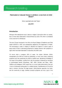 Fabricated or induced illness in children: a rare form of child abuse?