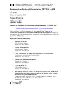 Broadcasting Notice of Consultation CRTC 2009-xx