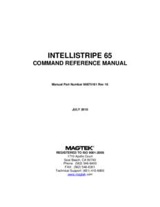 IntelliStripe 65, Command Reference Manual