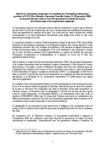 Suivi de la Commission européenne à la résolution de l’Assemblée parlementaire paritaire ACP-UE (Port Moresby, Papouasie-Nouvelle-Guinée, 25-28 novembre[removed]sur la protection des civils au cours des opérations 