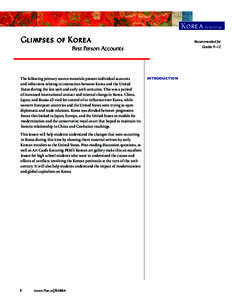Korea Lesson 12  Glimpses of Korea Recommended for Grades 9–12