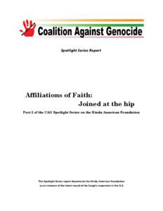 Spotlight Series Report  Affiliations of Faith: Joined at the hip Part 2 of the CAG Spotlight Series on the Hindu American Foundation