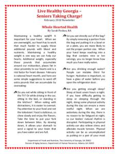 Live Healthy Georgia –  Seniors Taking Charge!   February 2010 Newsletter      Whole Hearted Health 