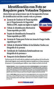 AW13-8 Prescribed by Secretary of State • Section[removed], Texas Election Code • [removed]Identificación con Foto se