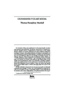 Ciudadanía y clase social. Humprey Marshall, Thomas (REIS Nº 79. TEXTOS CLÁSICOS)