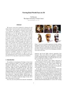 Viewing Real-World Faces in 3D Tal Hassner The Open University of Israel, Israel   Abstract