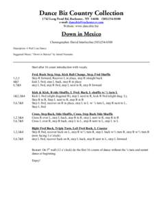 Dance Biz Country Collection 1742 Long Pond Rd, Rochester, NY[removed]0300 e-mail: [removed] Website: www.dancebiz.biz  Down in Mexico