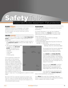 SafetyTalk  Suspended access equipment—Fall protection Explain dangers