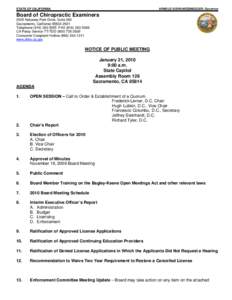 Board of Chiropractic Examiners - Notice of Public Meeting