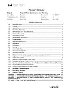 Advisory Circular Subject: Airport Winter Maintenance and Planning  Issuing Office: