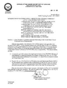 Attachment – Deviation 2011-O0004[removed]CONTRACTOR PERSONNEL PERFORMING IN THE UNITED STATES CENTRAL COMMAND AREA OF RESPONSIBILITY (DEVIATION 2011-O0004) (APR[removed]Clause Prescription: Insert the clause 252.2