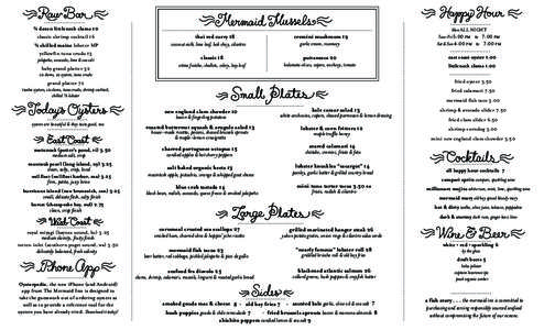 TMOB Dinner Menu