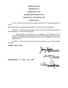 PUBLIC ACTS, 1999 CHAPTER NO. 517 HOUSE BILL NO[removed]By Representatives McDaniel, Ford Substituted for: Senate Bill No[removed]By Senator Henry