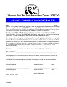 WSRETAP Authorization for Release of Information