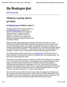 Health / Microbiology / Malaria vaccine / Plasmodium falciparum / Anthony Fauci / Vaccine / Plasmodium berghei / Malaria prophylaxis / Medicine / Malaria / Plasmodium