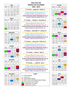 Pilot Point ISD GRADES DUE CALENDAR[removed]July M