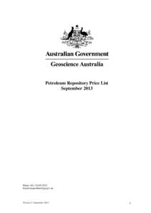 Petroleum Repository Price List - September 2013
