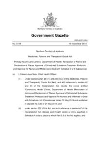 Northern Territory of Australia  Government Gazette ISSN-0157-833X  No. S114